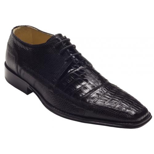 David X "Carlino" Black Genuine Crocodile / Lizard Shoes